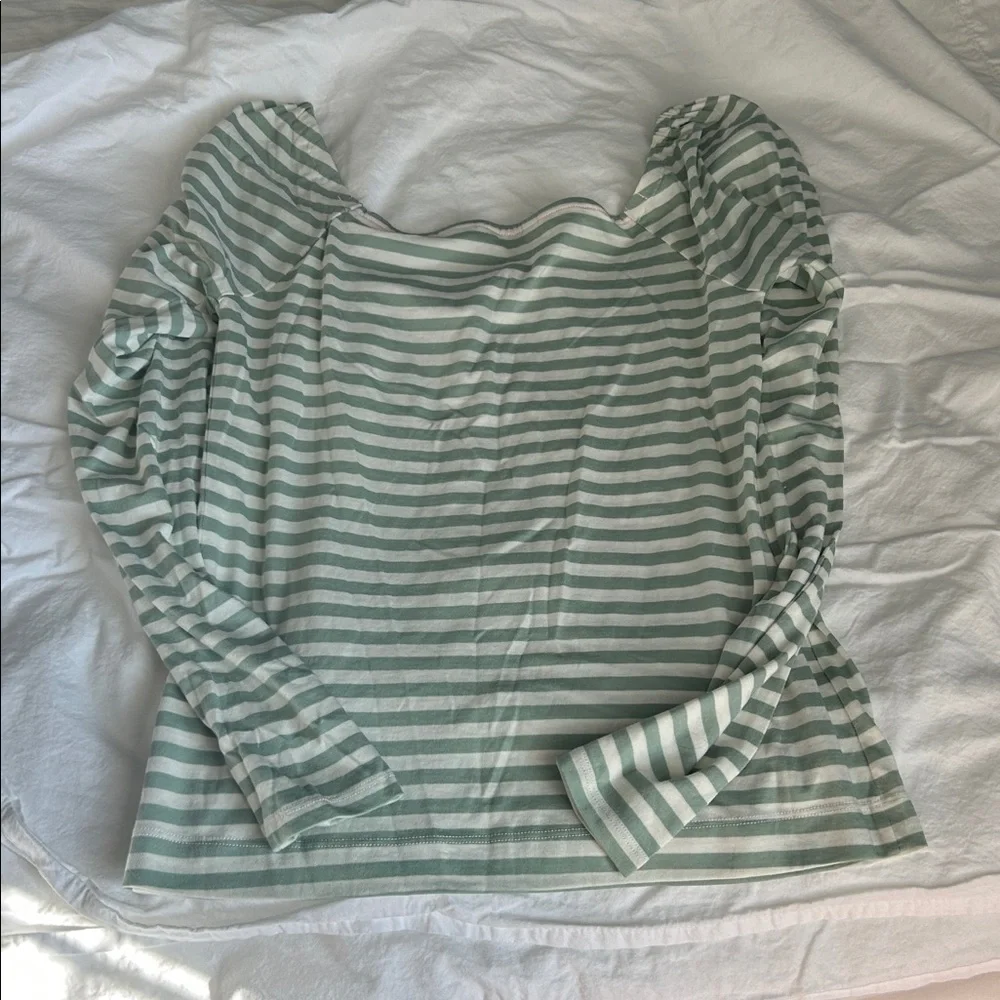 Boden Mint and White Striped Tee - Picture 3 of 3